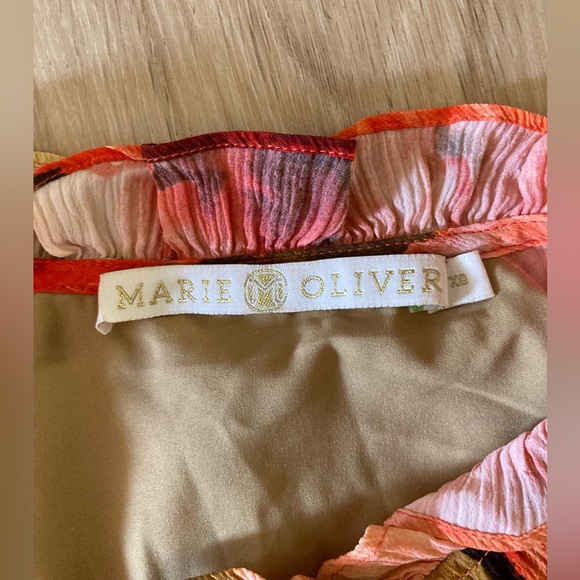 Marie Oliver Ruffle V-Neck Short Sleeve Plated Mini Dress Size XS - Picture 5 of 11